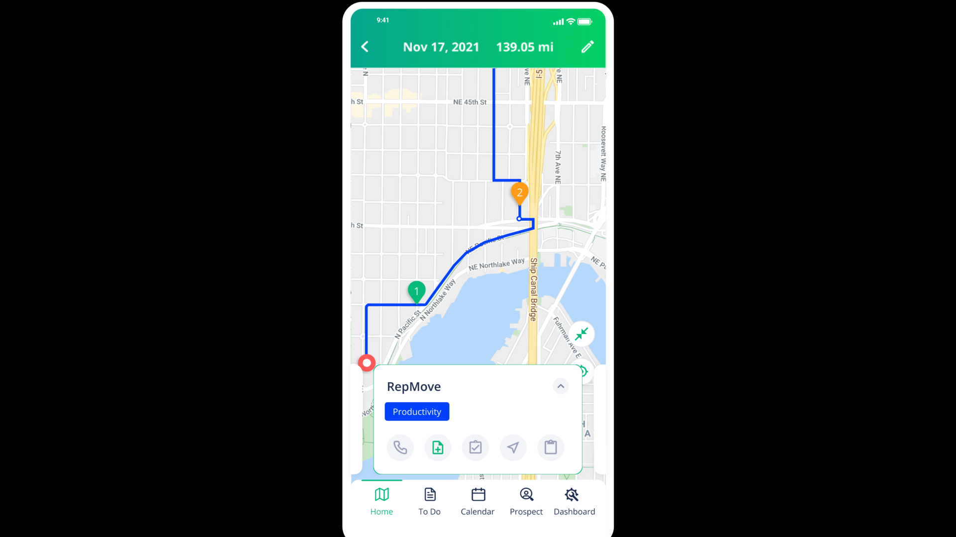 an example of a daily route in the RepMove app